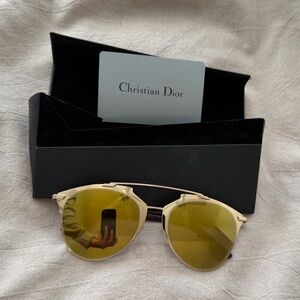 Christian Dior Yellow/Gold Reflective Aviator Sunglasses